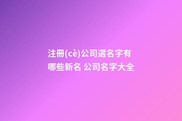 注冊(cè)公司選名字有哪些新名 公司名字大全-第1張-公司起名-玄機(jī)派